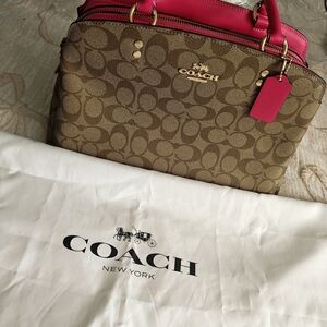 Coach Signature Brown and Pink Handbag